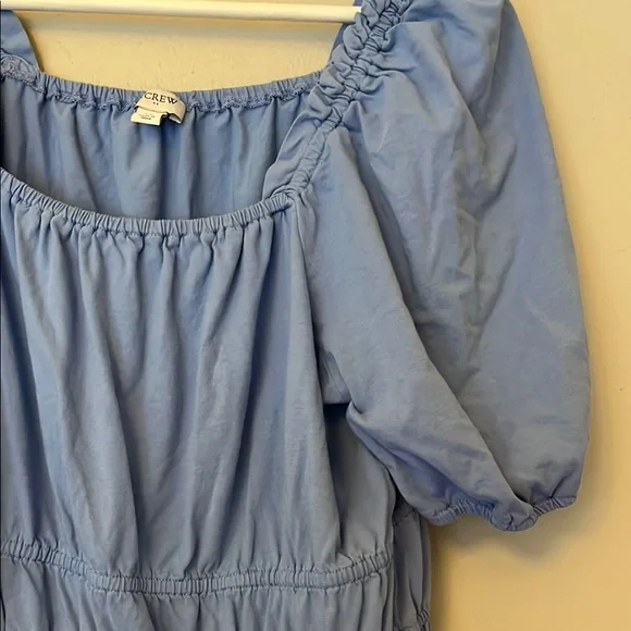 J. Crew Blue Smocked Puff Sleeve Midi Sundress - Picture 3 of 3